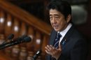 Japan's Prime Minister Abe makes a policy speech during the start of ordinary session at the lower house of parliament in Tokyo