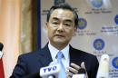 China's Foreign Minister Wang addresses a news conference during his official visit to Ethiopia's capital Addis Ababa