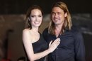 Hollywood actor Brad Pitt and actress Angelina Jolie make an appearance before fans in Tokyo