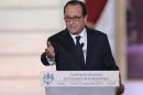 French President Francois Hollande delivers his speech during a press conference at the Elysee Palace, Thursday, Sept.18, 2014. Hollande gives wide-ranging news conference, as he comes under criticism from all sides over his handling of the economy, his government and his private life. (AP Photo/Christophe Ena)