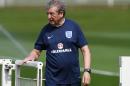 England's coach Roy Hodgson arrives for a training session in Chantilly on June 23, 2016 during the Euro 2016 football tournament