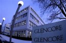 File photo of Swiss commodities trader Glencore's logo in front of its headquarters in Baar, near Zurich