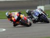 Honda MotoGP rider Pedrosa of Spain leads Yamaha rider Spies of the U.S. during the Indianapolis MotoGP in Indianapolis