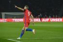 England's striker Harry Kane celebrates scoring during the friendly football match Germany v England at the Olympic Stadium in Berlin on March 26, 2016