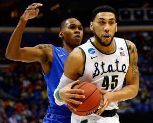 Middle Tennessee held MSU star Denzel Valentine to 13 points on 5-of-13 shooting. (Getty)