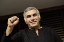 Bahraini human rights activist Nabeel Rajab, pictured at his home in the village of Bani Jamrah, West of Manama, on November 2, 2014 upon his release on bail