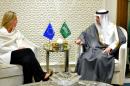 This handout photo from the Saudi Press Agency (SPA) on July 27, 2015 shows Foreign Minister Adel al-Jubeir (R) meeting with EU foreign affairs chief Federica Mogherini in Riyadh