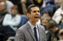 Orlando Magic head coach James Borrego directs his team in the second half of an NBA basketball game against the Minnesota Timberwolves, Friday, April 3, 2015, in Minneapolis. The Magic won 97-84. (AP Photo/Jim Mone)