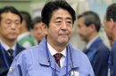 Japan's new Prime Minister Shinzo Abe inspects the tsunami-crippled Fukushima Daiichi nuclear power plant in Fukushima Prefecture