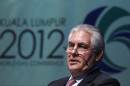 Chairman and CEO of Exxon Mobil Corporation Tillerson speaks during World Gas Conference 2012 in Kuala Lumpur