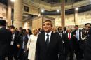 Turkish President Abdullah Gul (C) in Istanbul on October 29, 2013