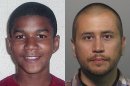 FILE -This combo image made from file photos shows Trayvon Martin, left, and George Zimmerman. On Saturday, July 13, 2013, jurors found Zimmerman not guilty of second-degree murder in the fatal shooting of 17-year-old Martin in Sanford, Fla. The six-member, all-woman jury deliberated for more than 15 hours over two days before reaching their decision Saturday night. (AP Photos, File)