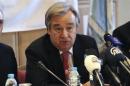 U.N. High Commissioner for Refugees Guterres speaks during a news conference in Amman