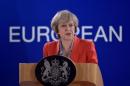 Britain's PM Theresa May holds a news conference after the EU summit in Brussels
