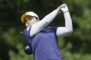 Inbee Park, of South Korea, drives on the third hole during the third round of the Meijer LPGA Classic golf tournament at Blythefield Country Club, Saturday, Aug. 9, 2014, in Belmont, Mich. (AP Photo/Carlos Osorio)