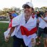 Team Europe golfer McIlroy celebrates winning the Ryder Cup during the 39th Ryder Cup singles golf matches at the Medinah Country Club