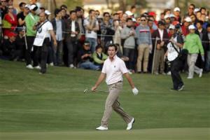 Fernandez-Castano of Spain walks to the 18th hole during …