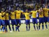Gabon's players stand together during the penalty shootout in their African Cup of Nations quarter-final soccer match against Mali at the Stade De L'Amitie Stadium in Gabon's capital Libreville