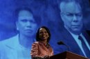 Former U.S. Secretary of Rice addresses the third session of Republican National Convention in Tampa