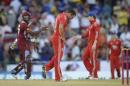 England's Bresnan reacts after the West Indies won their second T20 international cricket match in Barbados