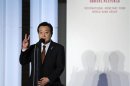 Japan's PM Noda delivers a speech at the opening reception for the annual meetings of the IMF and the World Bank in Tokyo