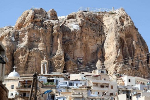 View of the Mar Takla Greek Orthodox monastery in the Christian town of Maalula, on September 13, 2013