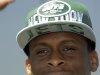 Quarterback Geno Smith, from West Virginia, speaks to reporters following a news conference after being selected Friday by the New York Jets with the seventh pick in the second round, 39th overall, in the NFL football draft, Saturday April 27, 2013 in Florham Park, N.J.  (AP Photo/Joe Epstein)