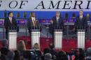 Republican presidential candidates Ted Cruz, left, Ben Carson, second from left, Donald Trump, second from right, and Jeb Bush appear during the CNN Republican presidential debate at the Ronald Reagan Presidential Library and Museum on Wednesday, Sept. 16, 2015, in Simi Valley, Calif. (AP Photo/Mark J. Terrill)