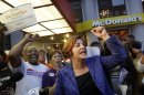 New York City Council Speaker and mayoral candidate Christine Quinn speaks at a fast food workers' protest outside a McDonald's restaurant on New York's Fifth Avenue, Thursday, Aug. 29, 2013. Organizers say thousands of fast-food workers are set to stage walkouts in dozens of cities around the country Thursday, part of a push to get chains such as McDonald's, Taco Bell and Wendy's to pay workers higher wages. (AP Photo/Richard Drew)