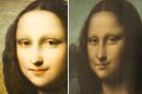 This combination of two photos shows on the left, a painting attributed to Leonardo da Vinci representing Mona Lisa, displayed during a presentation in Geneva, Switzerland, Thursday, Sept. 27, 2012 and on the right a 2004 file photo of the Mona Lisa painting by Da Vinci hanging in the Louvre in Paris. The Mona Lisa Foundation, a non-profit organization based in Zurich, Thursday presented what it claims is a predecessor of the world's most famous portrait. But even the experts brought in by the foundation weren't sure about that claim just yet. (AP Photo/Keystone, Yannick Bailly, Gregory Payan)