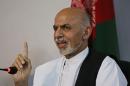 FILE - In this file photo taken Thursday, June 26, 2014, Afghanistan's presidential candidate Ashraf Ghani Ahmadzai speaks during a press conference at his resident in Kabul, Afghanistan. The Afghan presidential election commission says Monday, July 7, 2014 that Ashraf Ghani Ahmadzai leads in early results. (AP Photo/Rahmat Gul, File)