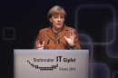 German Chancellor Merkel makes a speech during the seventh national IT-Summit in Essen