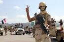 A Yemeni fighter from the separatist Southern Movement, loyal to the government forces, gestures on October 13, 2016, in the southern city of Aden