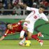 Spain's Pedro Rodriguez struggles for the ball with Georgia's Tornike Okriashvili during their 2014 World Cup qualifying soccer match at Boris Paichadze Stadium in Tbilisi