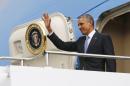 U.S. President Obama arrives aboard Air Force One at Bole International Airport in Addis Ababa
