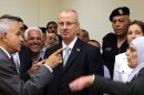Newly appointed Palestinian prime minister Rami Hamdallah visits the West Bank city of Nablus on June 4, 2013