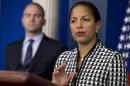 National Security Adviser Susan Rice, right, accompanied by Ben Rhodes, deputy National Security Adviser for Strategic Communications and Speechwriting, speaks about President Barack Obama's upcoming trip to Asia, Friday April 18, 2014 , at the White House briefing room in Washington. (AP Photo/Jacquelyn Martin)