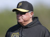 Pittsburgh Pirates manager Clint Hurdle looks on during a baseball spring training workout on Sunday, Feb. 17, 2013, in Bradenton, Fla. (AP Photo/Charlie Neibergall)