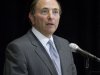 NHL Commissioner Gary Bettman speaks to reporters following collective bargaining talks with the NHL Players' Association, Tuesday, Aug. 14, 2012, in Toronto. (AP Photo/The Canadian Press, Chris Young)
