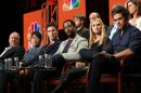 This image released by NBC shows,front tow from left, Brent Sexton, Kenneth Choi, Pablo Schreiber, Blair Underwood, Spencer Grammar and Neal Bledsoe at the "Ironside" session during the NBCUniversal Press Tour in Beverly Hills, Calif., on Saturday, July 27, 2013. (AP Photo/NBC, Chris Haston)