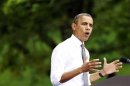 U.S. President Barack Obama speaks at a campaign rally at Eden Park in Cincinnati