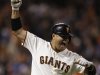 San Francisco Giants' Guillermo Quiroz celebrates as he rounds the bases after hitting a walkoff home run in the tenth inning of a baseball game against the Los Angeles Dodgers Saturday, May 4, 2013, in San Francisco. (AP Photo/Ben Margot)