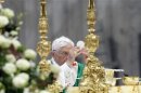 Pope Benedict XVI celebrates mass at the end of the Synod of Bishops at the Vatican