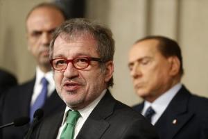Roberto Maroni talks during a news conference following a meeting with Napolitano at Quirinale Palace in Rome