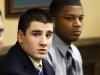 FILE - In this March 13, 2013 file photo, Trent Mays,  left, and Ma'lik Richmond sit at the defense table before the start of their trial on rape charges in juvenile court in Steubenville, Ohio. Judge Thomas Lipps, who sentenced the pair to  juvenile detention after convicting them of raping a West Virginia girl in 2012, will hold a hearing Friday, June 14, 2013, as a first step for the two teen defendants to be transferred from a state juvenile detention center to a facility that works with sex offenders. (AP Photo/Keith Srakocic, Pool)