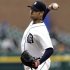 Detroit Tigers starting pitcher Anibal Sanchez throws to the Toronto Blue Jays during the first inning of their MLB American League baseball game in Detroit,