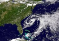Imagen obtenida por el Proyecto GOES de la NASa de la tormenta subtropical Beryl en dirección a la costa del sureste de Estados Unidos el sábado 26 de mayo.