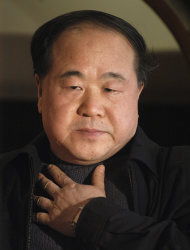 In this photo taken Tuesday, Dec. 27, 2005, Chinese writer Mo Yan listens during an interview in Beijing. Mo won the Nobel Prize in literature on Thursday, Oct. 11, 2012. (AP Photo) CHINA OUT