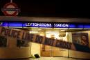 Police tape is seen at a crime scene at Leytonstone underground station in east London