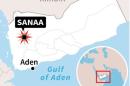 Map of Yemen locating triple suicide bombings in Sanaa